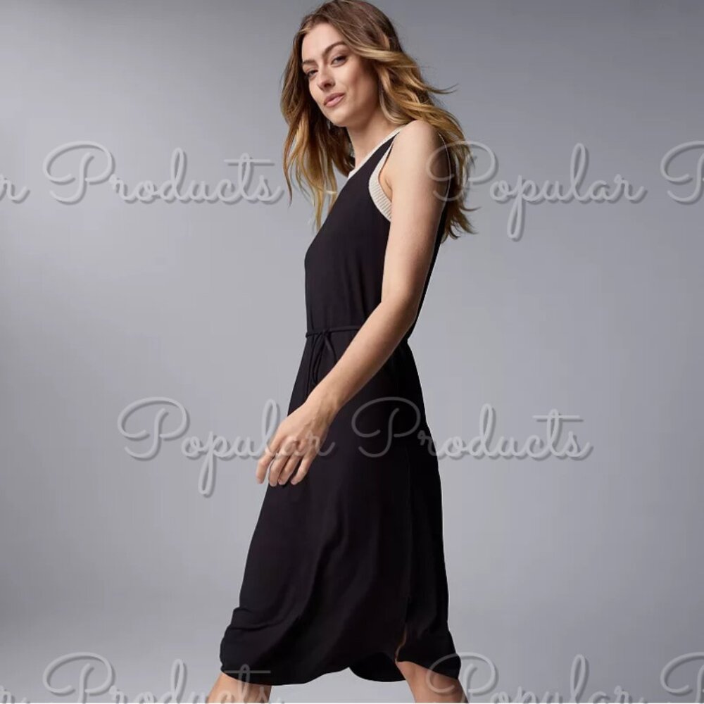 Simply Vera Wang | Contrast Trim Knit Dress, Black
